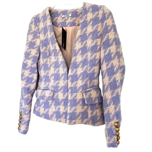 Fashion Nova Houndstooth Tweed Jacket Skirt Suit Purple Pink Tweed Set Small - Picture 3 of 14
